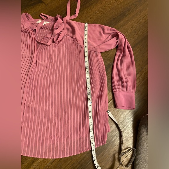 Anthropologie endless Rose pleated tie neck blouse Sz: XS - Picture 7 of 8